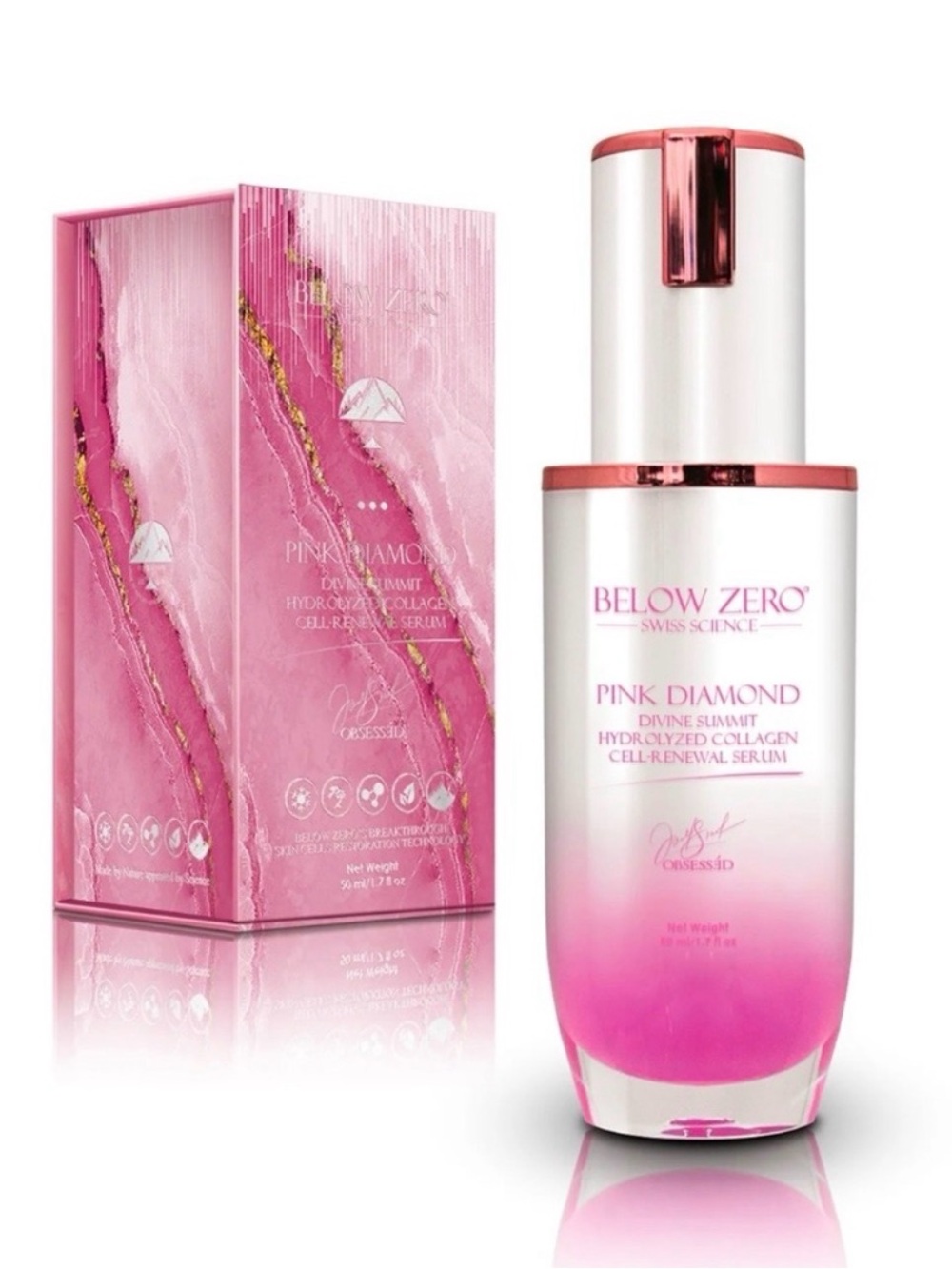 Below Zero Pink Diamond Hydrolyzed Collagen Cell-Renewal Serum - Retail $995